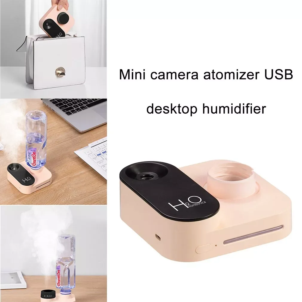 NEW 2023 Mini Camera Atomizer Lightweight Home Car Humidifier USB Rechargeable Water Bottle Humidifier Essential Oil