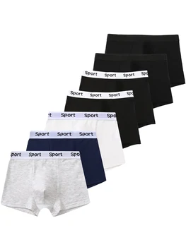 7 pezzi di biancheria intima mista per ragazzi 8-14 anni tinta unita traspirante morbido elasticizzato boxer da ragazzo in 95% cotone