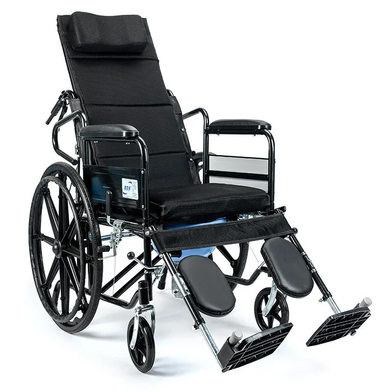 Foldable Wheelchair Hydraulic Rod Multi-Function With Toilet Lying Completely Large Wheel Hub Wheelchair Armrest Adjustable