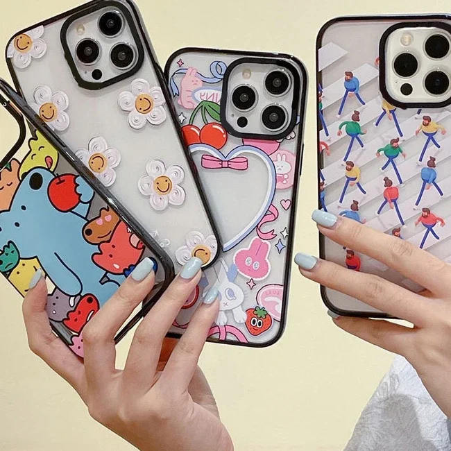

MagSafe 2.0 Version Acrylic Upgrade Border Daisy Phone Case Cover for IPhone 11 12 13 14 15 Pro Max Case for IPhone 15 Pro Max