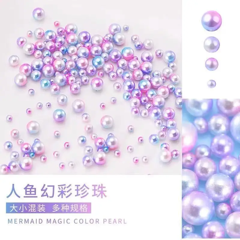 10g/Bag Round Pearl Nail Art Rhinestones Mixed Size 2.5mm-5mm White  Flatback Pearls Bead