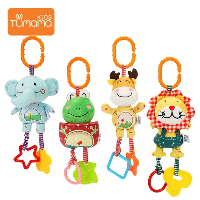 4 Pack Baby Handbells Rattles Soft Plush Development Toys Pram Crib Attachments Hanging Stroller Car Seats for Newborn Infant 1