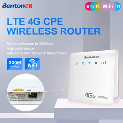 Benton Unlocked 4G Wifi Wireless Router Unlimited Netwrok 300Mbps CPE Wi Fi Repetidor Sim Card with Antennas Modem Wan/Lan Port