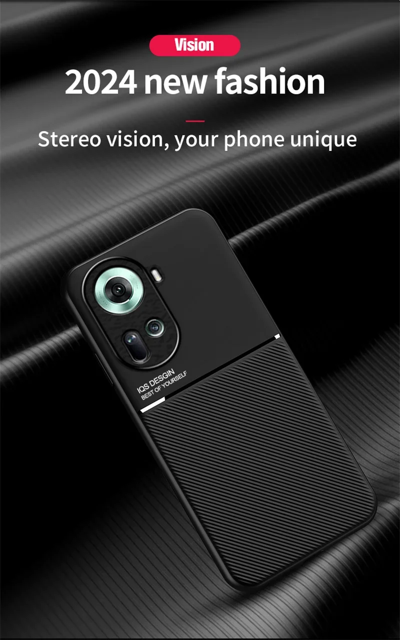 Silicone Shockproof Bumper Leather Phone Case with Car Magnetic Holder and Back Cover