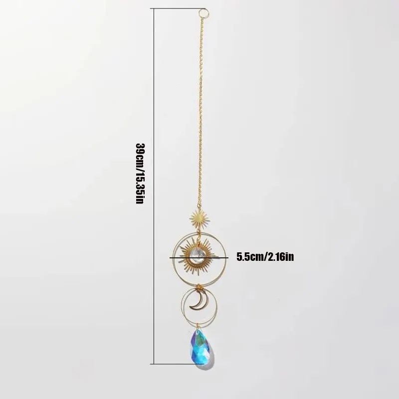 Crystal Wind Chimes with Star and Moon Sun Prism Ball Garden Decoration Piece