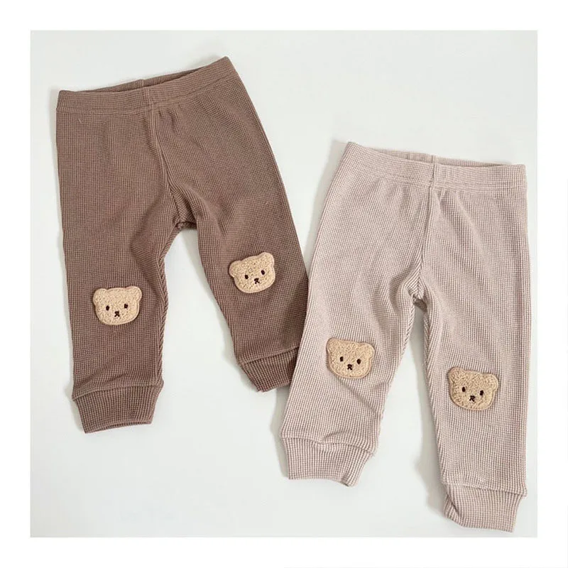 Autumn Baby Waffle Bear Harem Pants Striped Tops