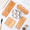 Wooden Tray Multi Bamboo Multi Shape Wooden Holder Pot Tray Coffee Coaster Home Garden Decor Photography Props 2