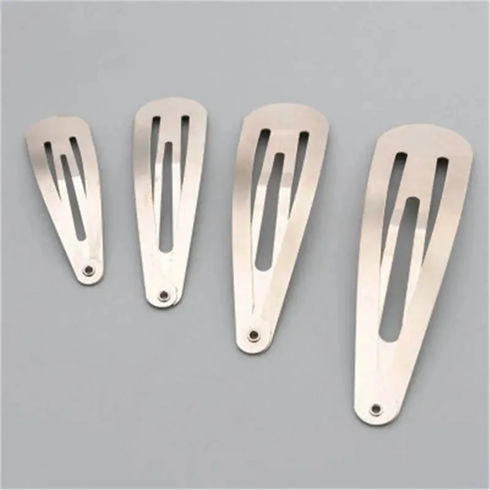 Hair Clips 5-50pc 3/4/5/6cm Simple Silver BB Snap Hairpins Base For DIY Handmade Women Girls Styling