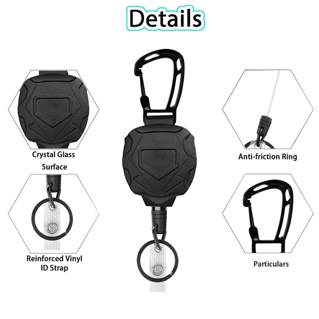 1pcs Retractable Keychain Heavy Duty Retractable Badge Holders Carabiner Id  Badge Reel For Hiking Anti-Theft Durable Keychain - AliExpress