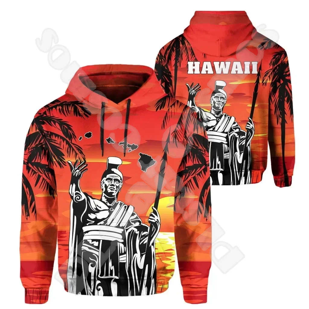 

Polynesian Hawaii King Kamehameha Country Flag Tribe Hawaiian Tattoo Retro Tracksuit Harajuku 3DPrint Casual Jacket Hoodies X8