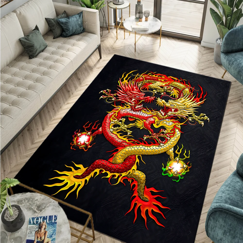 

Chinese Dragon Mythical Carpet 3D Printing Divine Decorate Rug for Living Room Bedroom Corridor Mat Bed Area