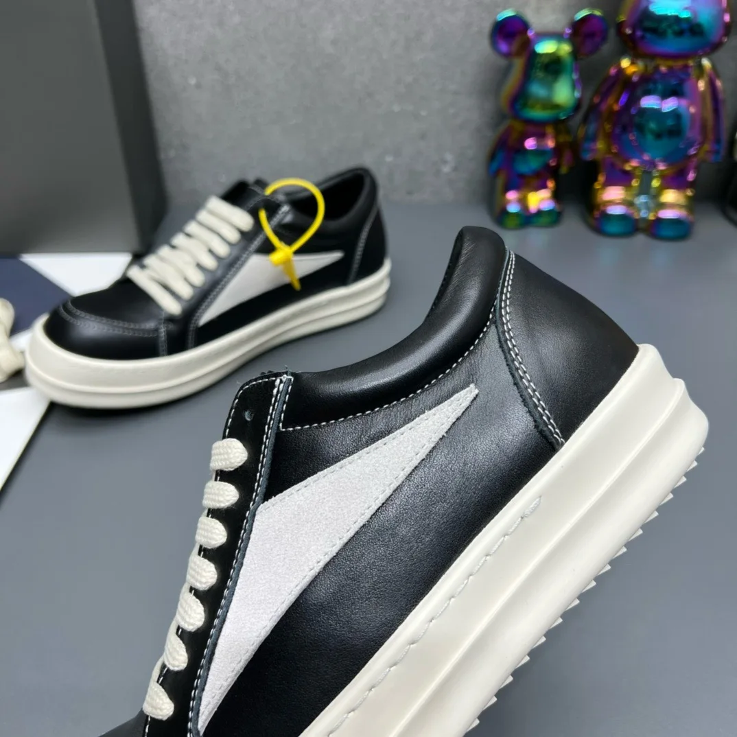 Women Rick shoes Inverted Triangle High Street Owens Leather Flat Shoes Increase Simple Fashion Couple