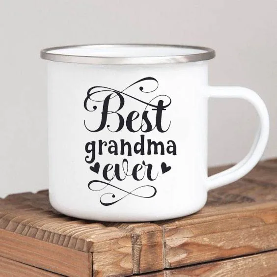 World's Best Grandma Enamel Coffee Mug – Thoughtful Gift for Grandmother on Mother's Day or Birthday