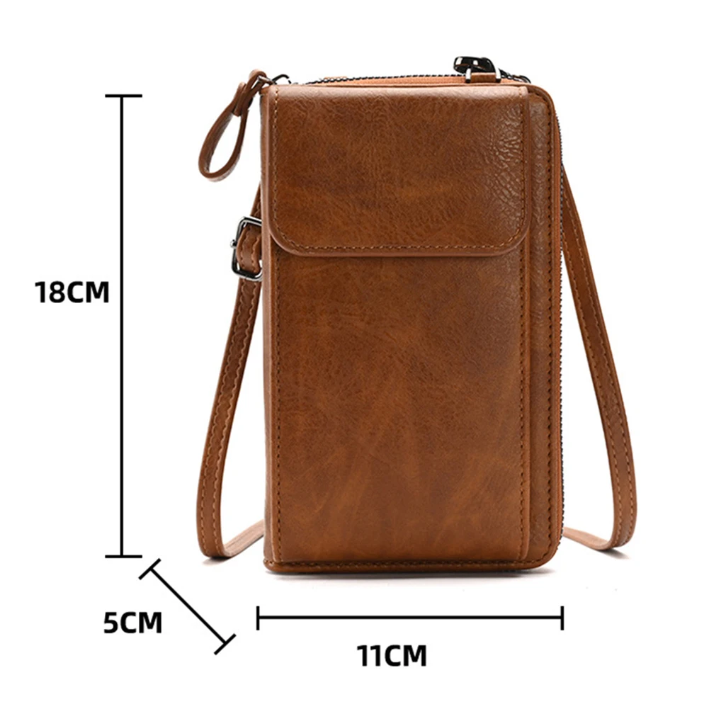 Women's Mini PU Leather Mobile Phone Clutch Bag Crossbody Bags Large Capacity Multi-Layer Ladies Purse Card Holder 2023 New