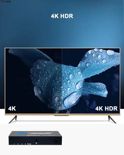 Переключатель HDMI 4K при 60 Гц, 4-портовый переключатель HDMI 2.0, селектор 4 в 1, переключатель HDMI с ИК-пультом дистанционного управления для PS4 Xbox Fire Stick PC 4