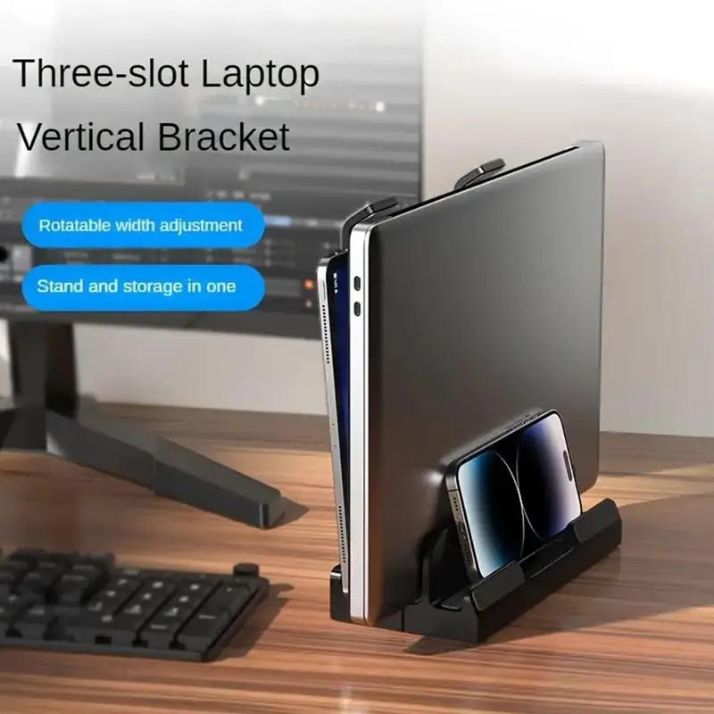 Vertical Laptop Stand Universal Space-Saving Laptop Rack Adjustable Stable Laptop Storage With Scratchproof Pads Electronic