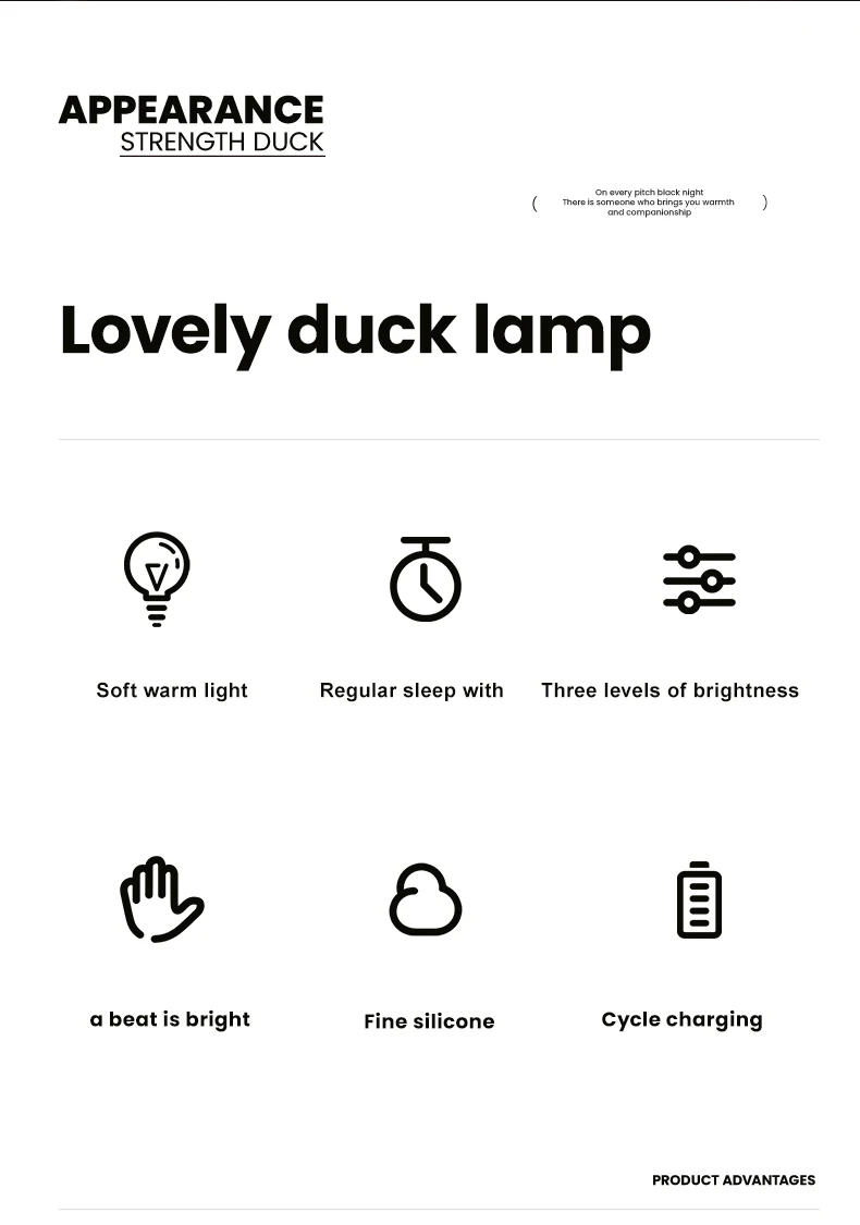 Description Picture 3 of itemD2 LED Night Light Cute Duck Silicone Lamp USB Rechargeable Timing Bedside Room Decor Nightlights Dimming Touch Lamp Kids Gifts