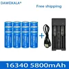 5800mAh rechargeable 3.7V Li-ion 16340 batteries CR123A battery for LED flashlight wall charger, travel for 16340 CR123A battery 5