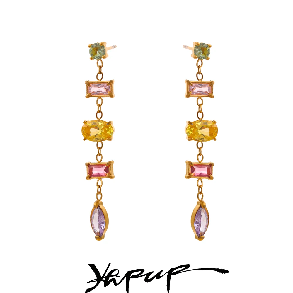 Yhpup Earrings Cubic Zirconia Stainless Steel Weatherproof