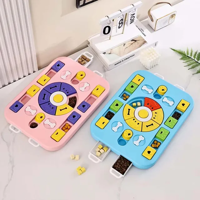 Pet  Puzzle Toys Cat Dog Soothing And Anti-slip Square Shaped Slow Food Non-Slip Bowl Interactive Pet Training Toy For Dogs Cats 2