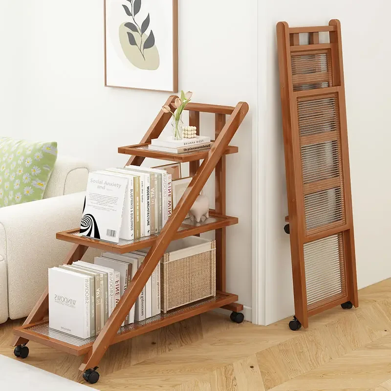 Simple Rolling Storage Cart Foldable Multi-Functional Coffee Table Eco-Friendly Durable Organizer for Living Room Mobile Storage