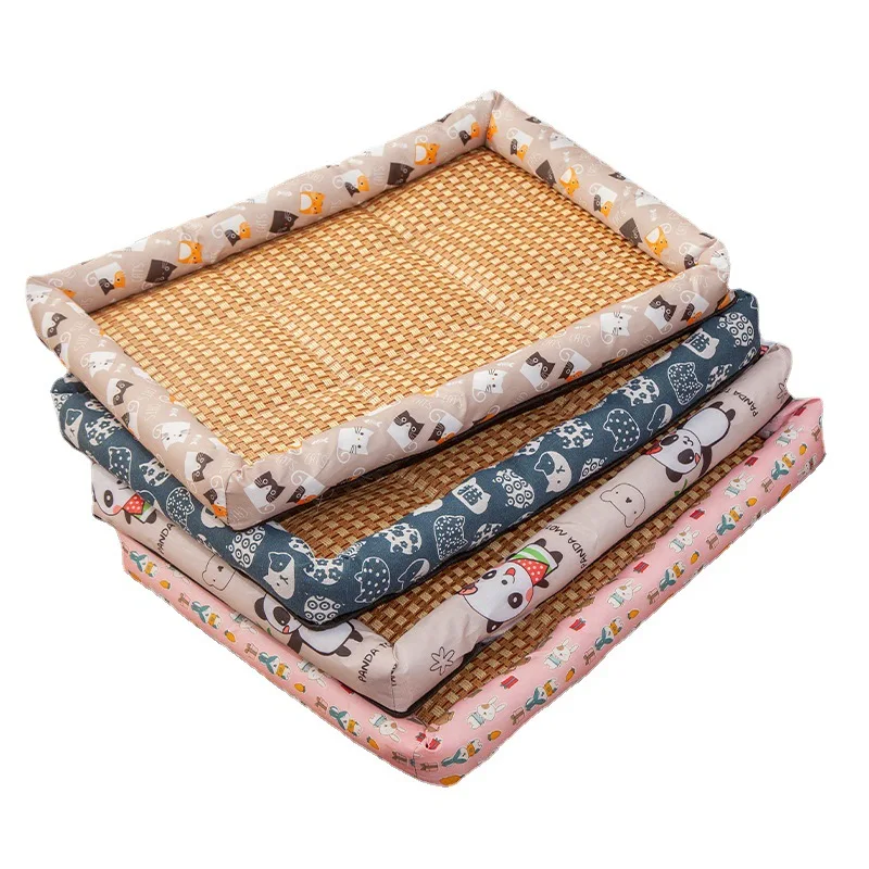 Summer Cat Nest Pet Cooling Mat Dog Cooling Sofa Breathable Pad Moistureproof Rattan Wear Cat Puppy Basket Mats Cama Para_voghion.com