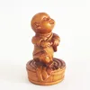 RS465 - 20 Years Old 2" Hand Carved Boxwood Netsuke Figurine Carving : Lovely Monk Boy 2