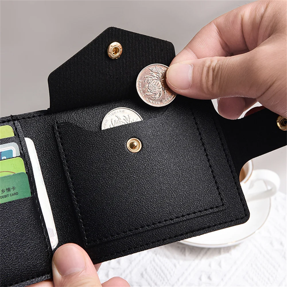 Pu Leather Small Short Wallet Bag Multi Card Holder Students Ultra-Thin Cowhide Coin Purse Clip Clutch Pouch For Men Women 4