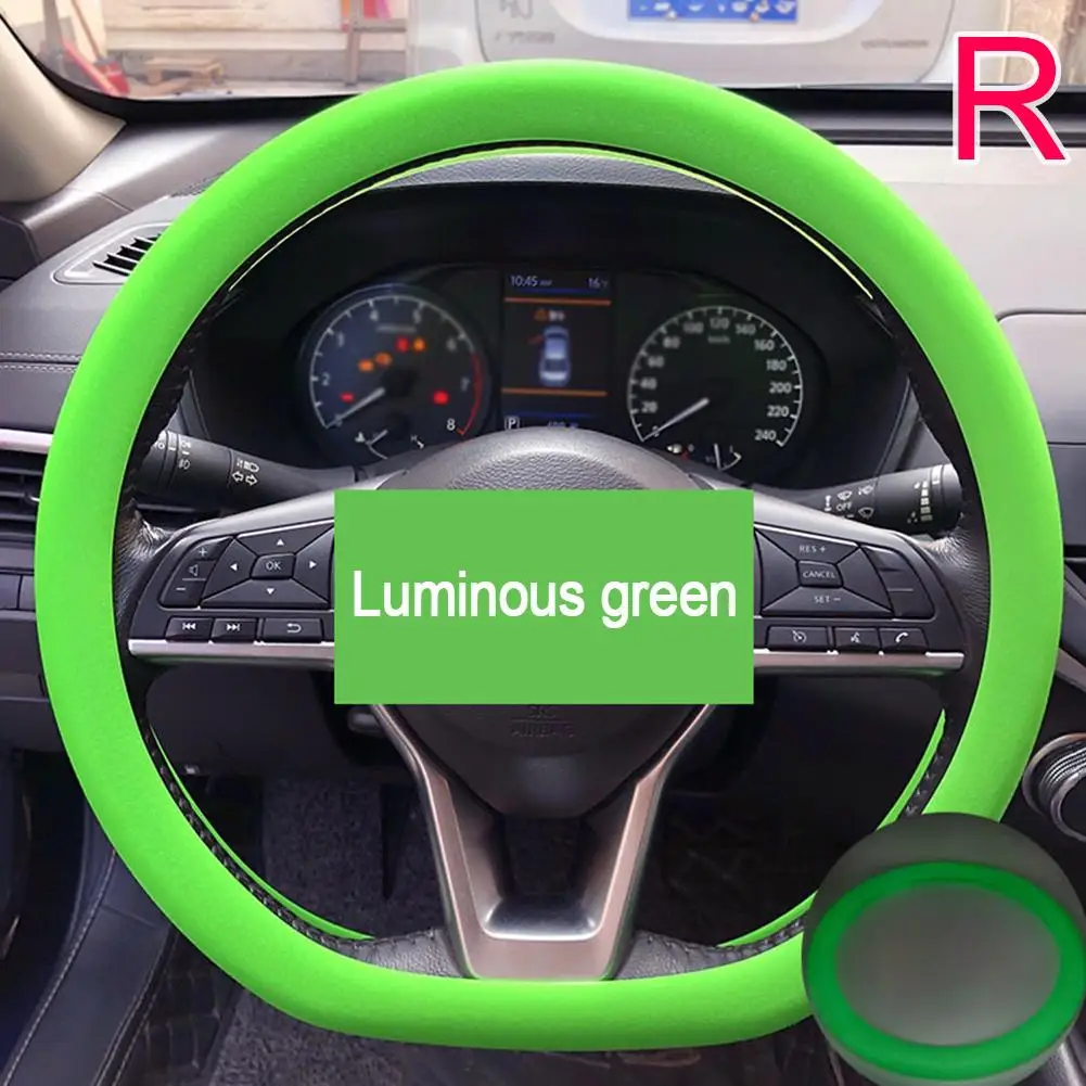 Universal Silicone Steering Wheel Cover - Soft, Textured, Multi-Color Car Accessory