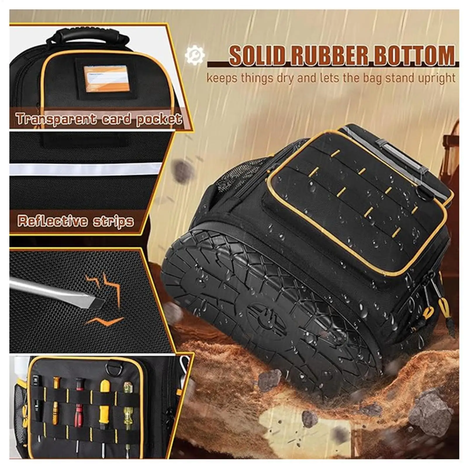 Backpack For Tools Hard Bottom Storage Tool Bag Organizer For Construction Site Repair Job Home Project Outdoor Camping Workshop