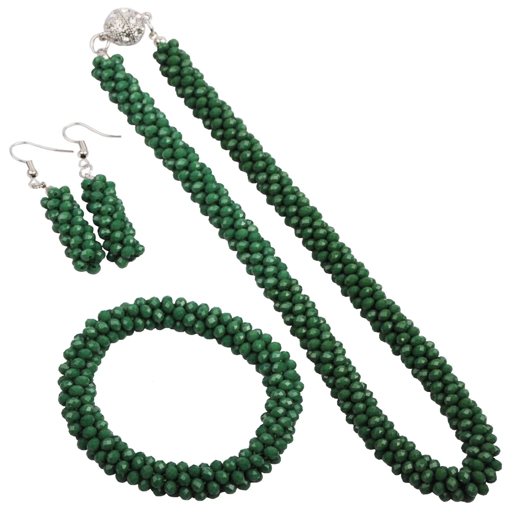 

Непрозрачные зеленые нигерийские Свадебные африканские бусины, набор ювелирных изделий, Кристальные бусины, ожерелье для костюма, Модный комплект ювелирных изделий