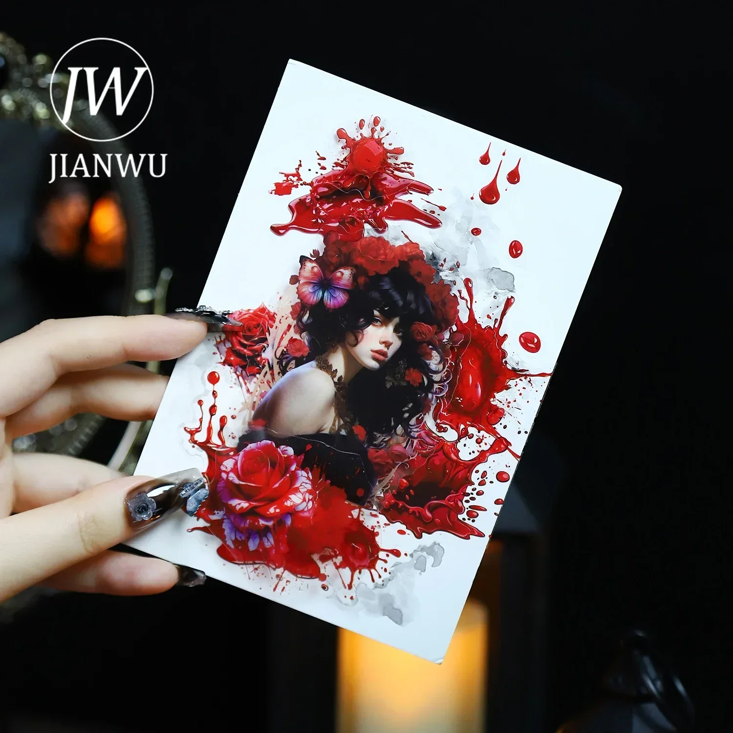 JIANWU 60mm*200cm Nighttime Dream Series Dark Gothic Material Collage Landscaping PET Tape Creative DIY Journal Stationery 4
