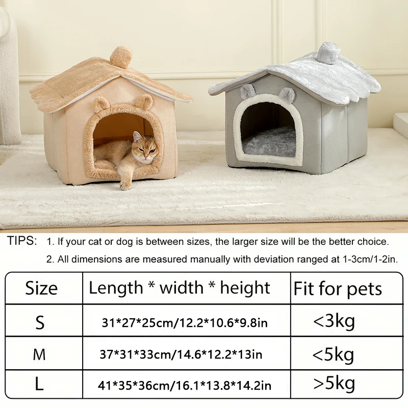 Foldable Pet House Removable Washable Cat House Puppy Cave Sofa Pet Bed House For Extra Small Dogs And Small And Medium Cats_voghion.com