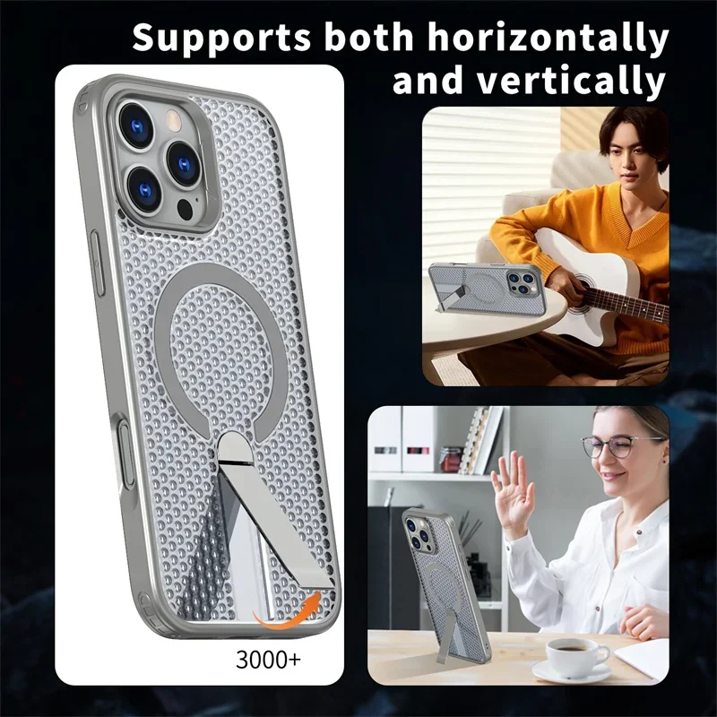 Enhanced Heat Dissipation Magnetic Phone Case with Shockproof Hideaway Bracket