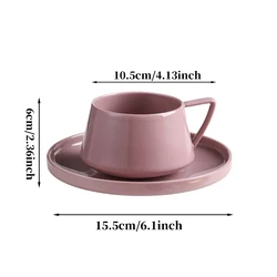 Elegant 320ml Ceramic Coffee Cup and Saucer - 200 - 400ml (PURPLE)