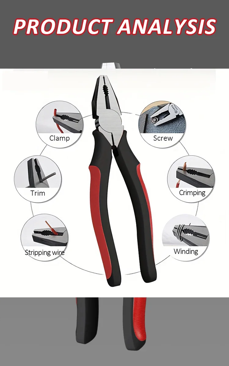 Steel Wire Pliers - 6 Inch Chrome Vanadium Metal Cutting Pliers | Multifunctional Tool