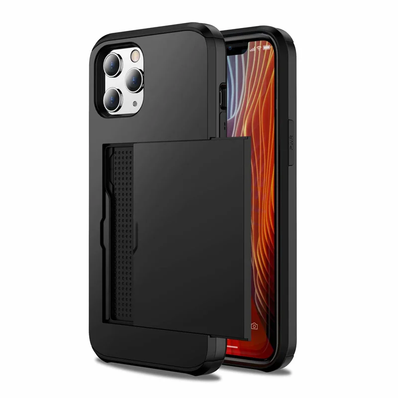 

For iphone 11 12 Pro Max X XS XR Case Hybrid Tough Armor Slide Card Slots Wallet Holder Cover for iphone12 mini Shockproof Coque