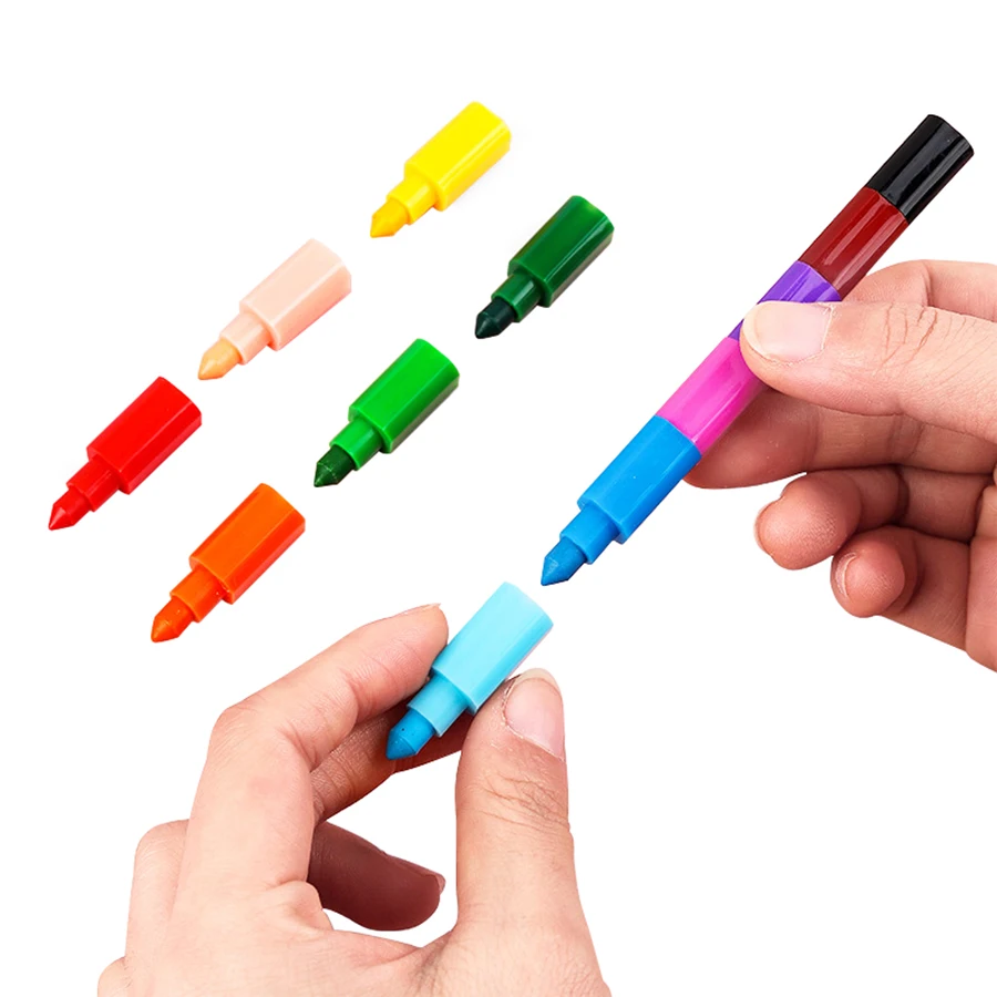 Building Block Crayons Children Graffiti Pens Drawing Painting Stationery Suit For School Students Gifts For Kids 6pcs 12 Colors colored crayons,children painting supplies