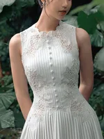 JUNLINNA-فستان نسائي بدون أكمام من الدانتيل المطرز بطيات ، عطلة الشاطئ ، الموضة ، توسعة الأميرة ، الصيف 1