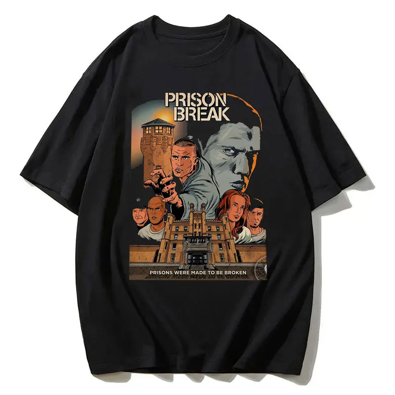 Men Vintage T Shirts Tv Series Prison Break Aesthetic