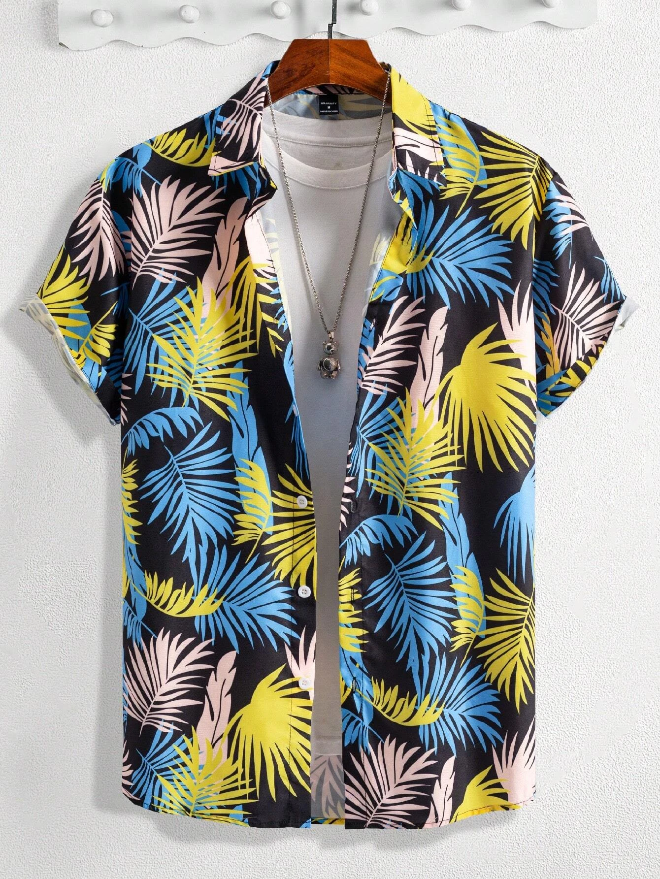 Hawaiian Botanical Flower Print Men's and Women's Short Sleeve Lapel Shirt Seaside Button-Down Shirt Top 3
