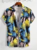 Hawaiian Botanical Flower Print Men's and Women's Short Sleeve Lapel Shirt Seaside Button-Down Shirt Top 3