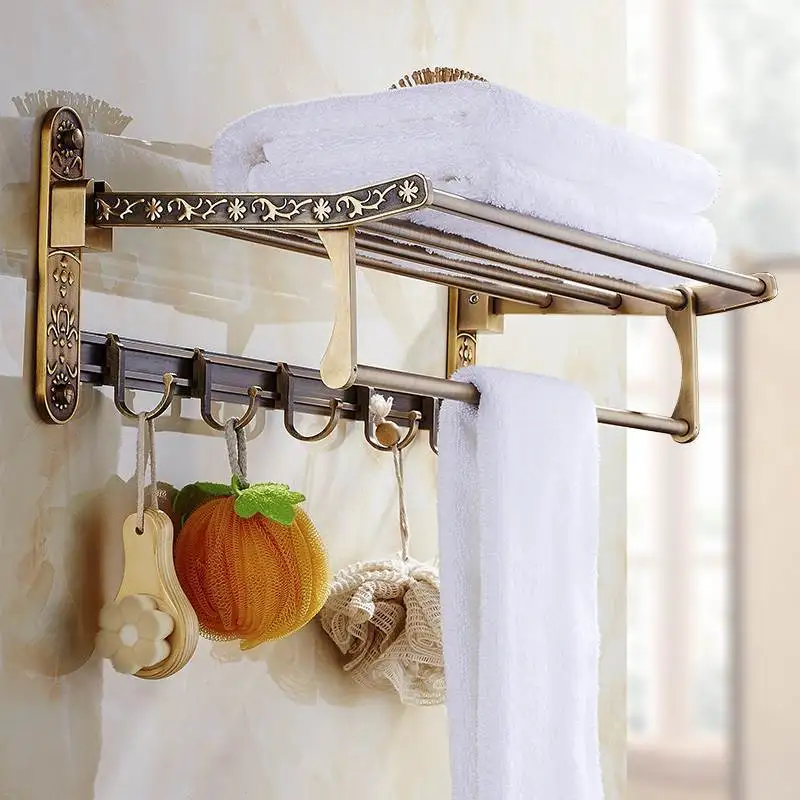 Antique Bathroom Accessories Sets Aluminum Towel Shelf Toilet Paper Holder Soap Holder Towel Rack Tumble Holder Hooks