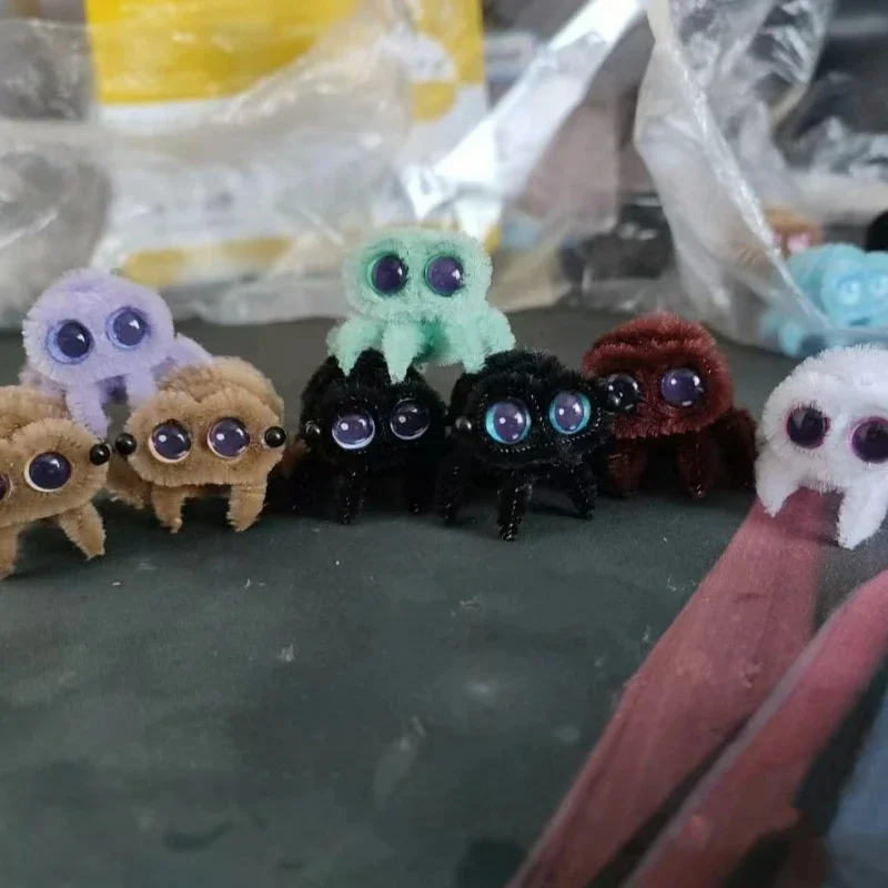 

Creative Twist Stick Spider Funny Toy Decorations Handmade Cute Plush Spider Chenille Dry Tube Spider Baby DIY Gift
