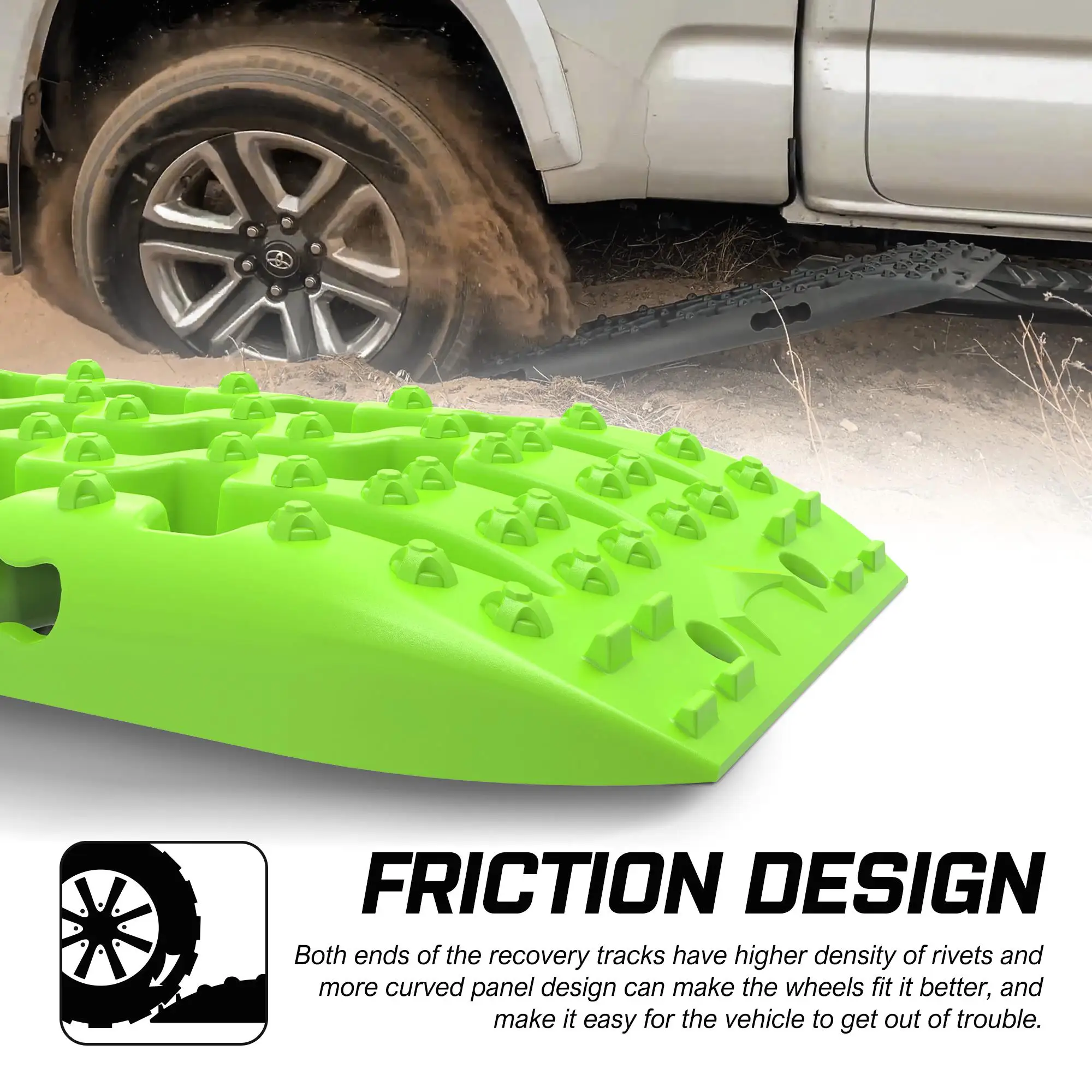 X-BULL Recovery tracks Sand tracks 2 Pairs Sand / Snow / Mud 10T 4WD Gen 3.0-Green