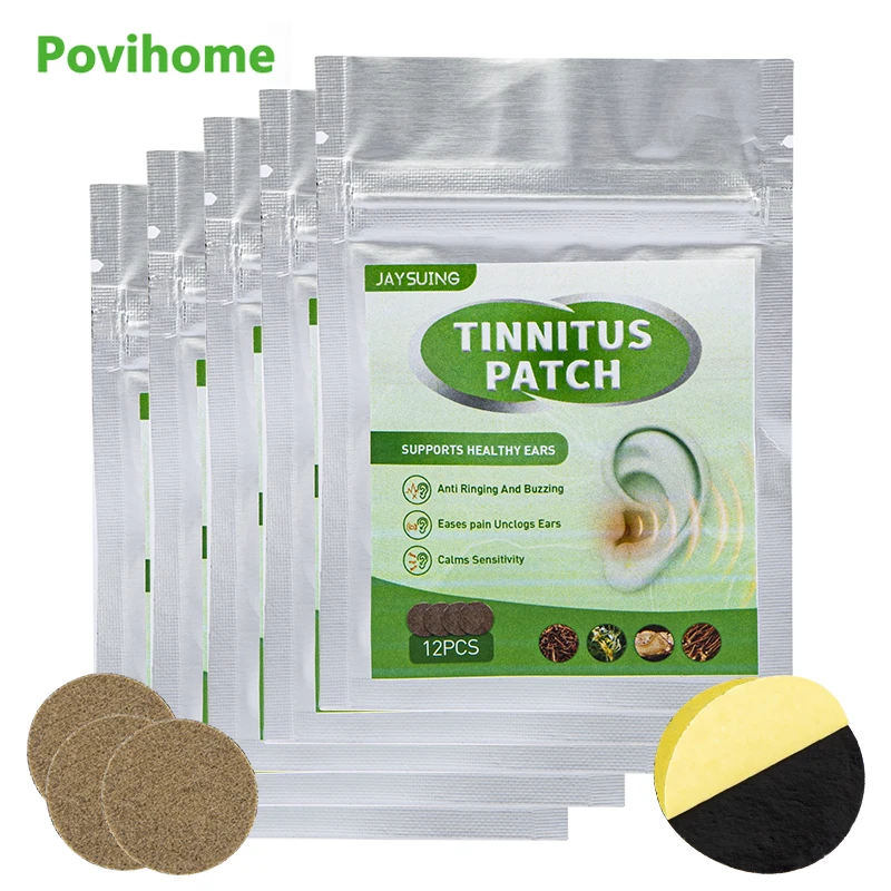12/36/60Pcs Tinnitus Relief Patch Ear Cleaner Treatment Ringing Buzzing Plaster Treat Headache Improve Hearing Herbal Sticker