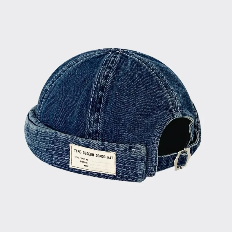 

Melon Cotton Elastic Sailor Brimless Cap Cap Dome Mechanic Skull Panels Hat Color Beanie Denim Trendy Docker