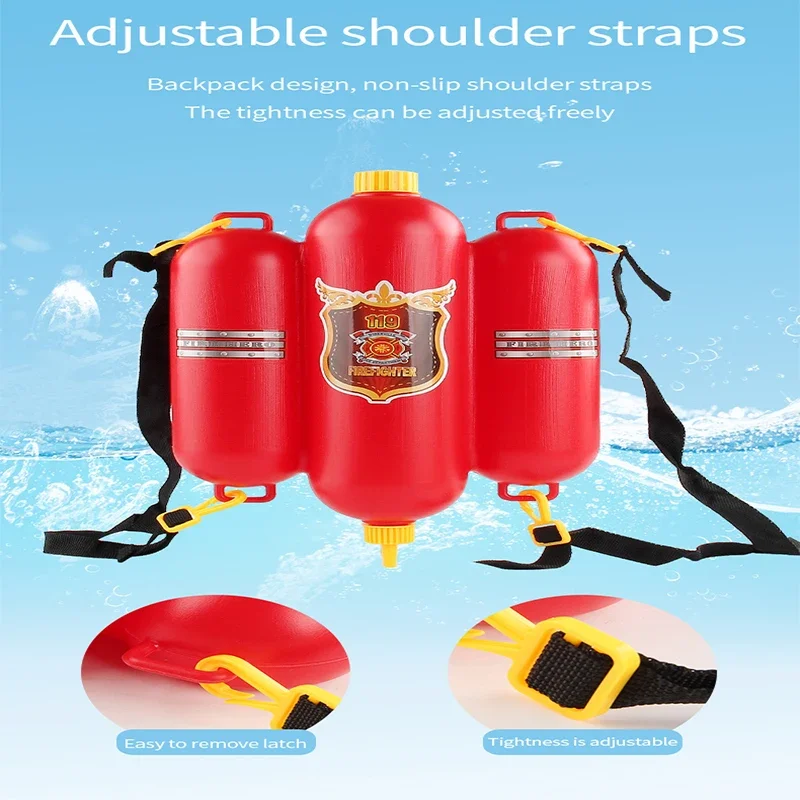 Fireman Role Play Pool Toys Fire Extinguisher Watergun Large Capacity Water Gun Fire Backpack Water Gun Firefighter Toy 5