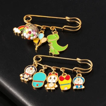 Anime Doraemon Metal Pin Pendant Brooch Doraemon Dinosaur Rainbow Cute Lapel Pins for Clothing Bag Accessories Children's Gift 1