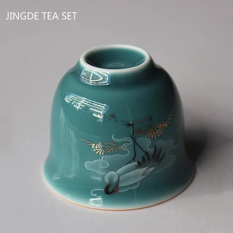 Color Glaze Crane Ceramic Teacup Household Tea Cup Chinese Tea Set Tea Ceremony Accessories Antique Porcelain Drinkware